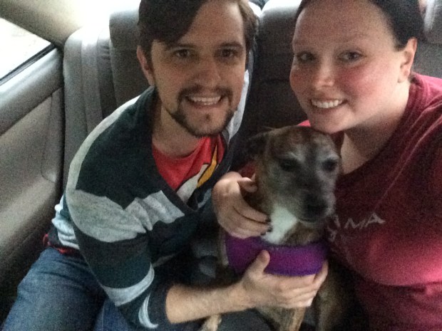 Lily is found!  This photo was taken right after Sarah and Allan found Lily.